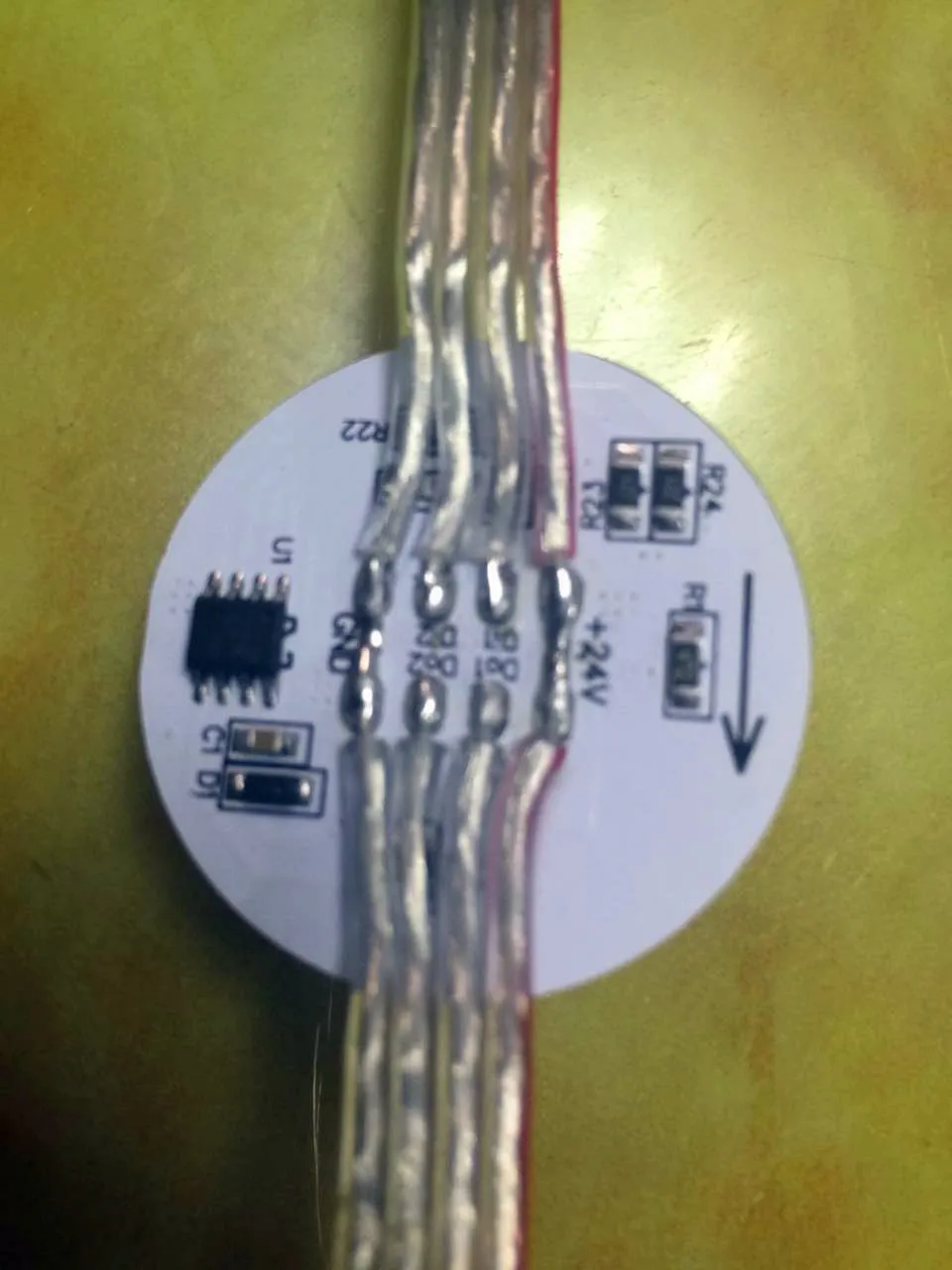 40mm 24V P9883 LED full color pixel module PCBA 7pcs 5050 RGB LEDs 1.68Wwith clear wire20pcs a string | Лампы и освещение