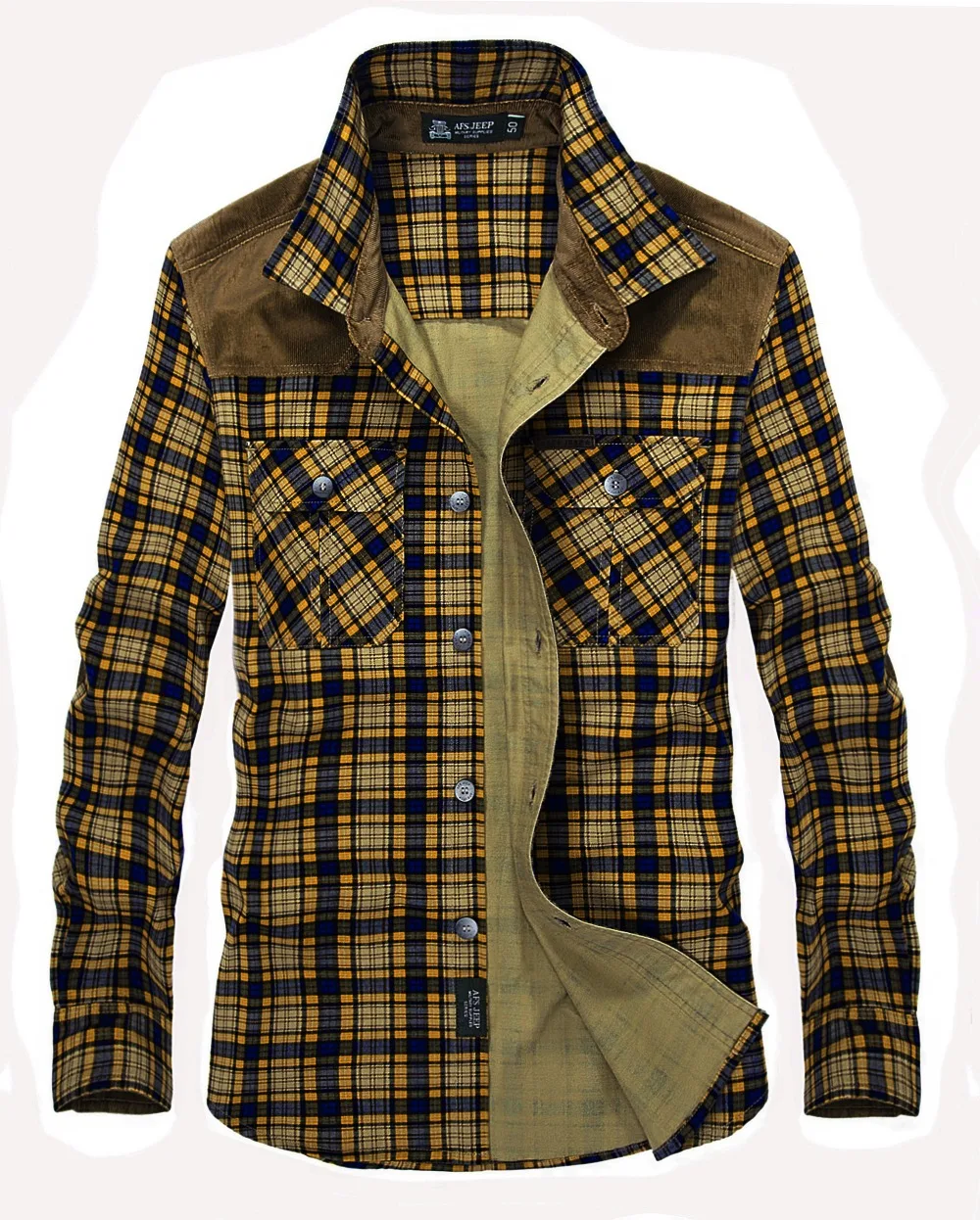 Новинка, мужская клетчатая рубашка camisa masculina AFS JEEP, мужские вельветовые фланелевые рубашки, Мужская одежда, повседневная брендовая рубашка с длинным рукавом