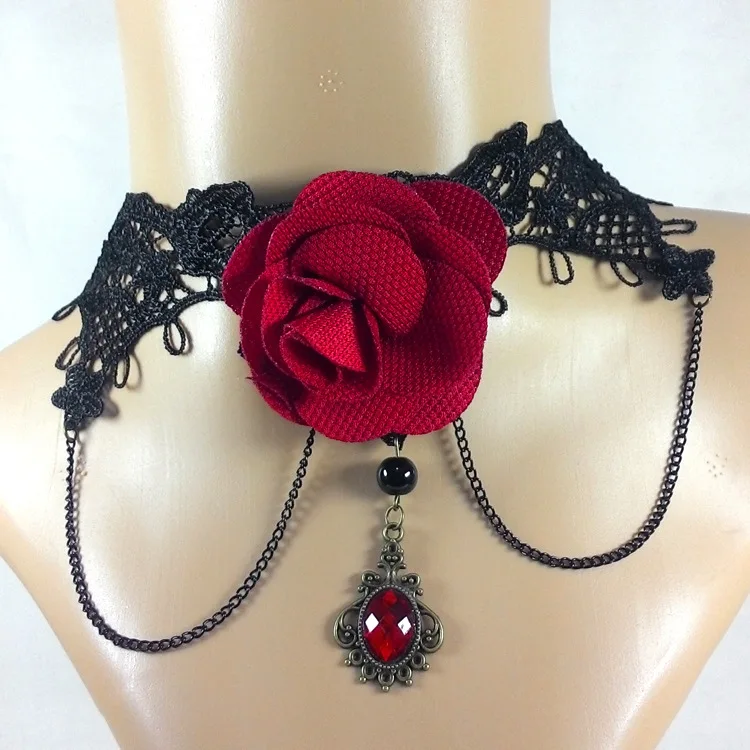 necklace Гражданская война Викторианский 3 шт. бальное платье Южная Белль тартан платье женщин Хэллоуин костюм - Цвет: necklace