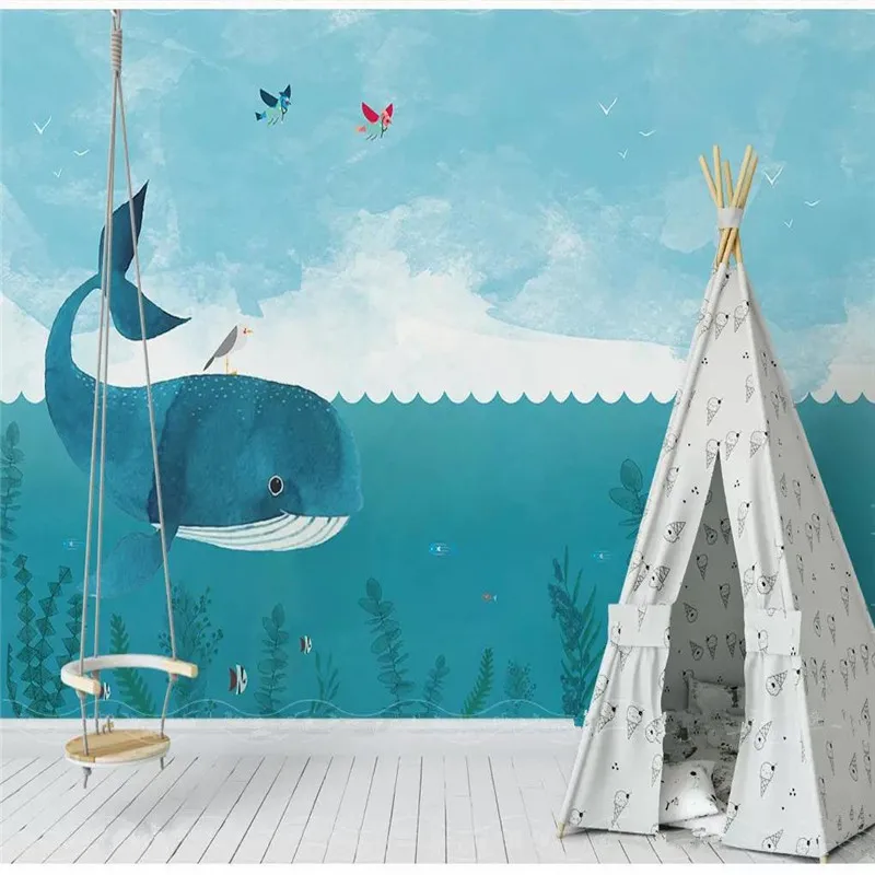 Скандинавская простая мультяшная кит море Дети Дом фон профессиональное