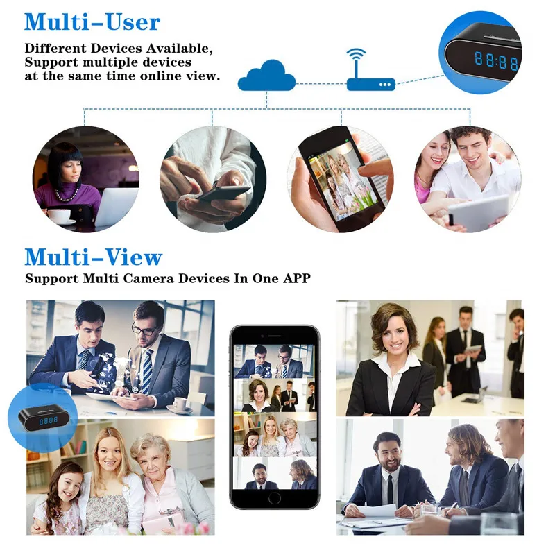 Wifi мини-камера, часы, секретная ip камера безопасности, 1080 P, ночное видение, камера движения, удаленный монитор, микро камера, домашняя камера безопасности