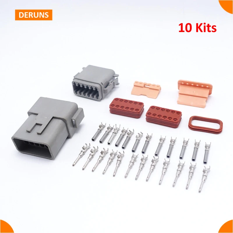 10 Sets Kits 12 Pin/ Way Deutsch Auto Car Sealed Electric Wire Connector Plug Set Waterproof DT06-12S DT04-12P