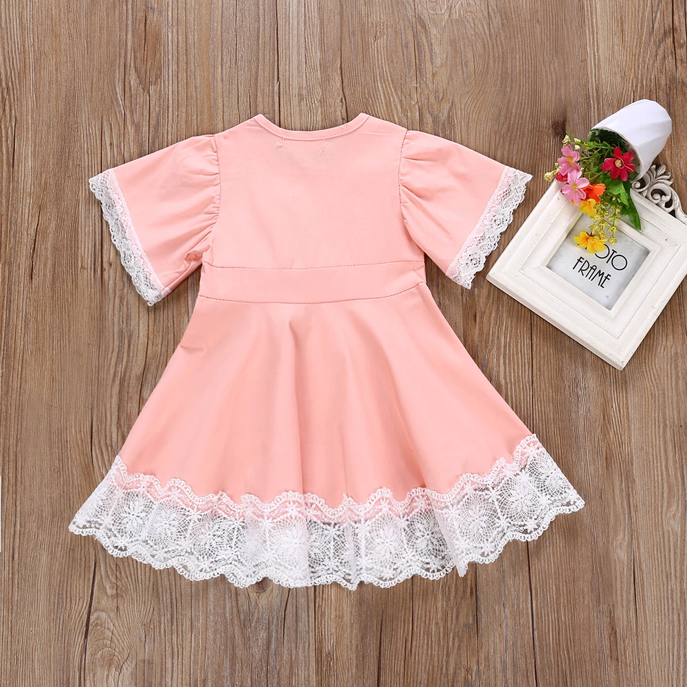 2019 Новое модное розовое платье принцессы Детское для маленьких девочек одежда