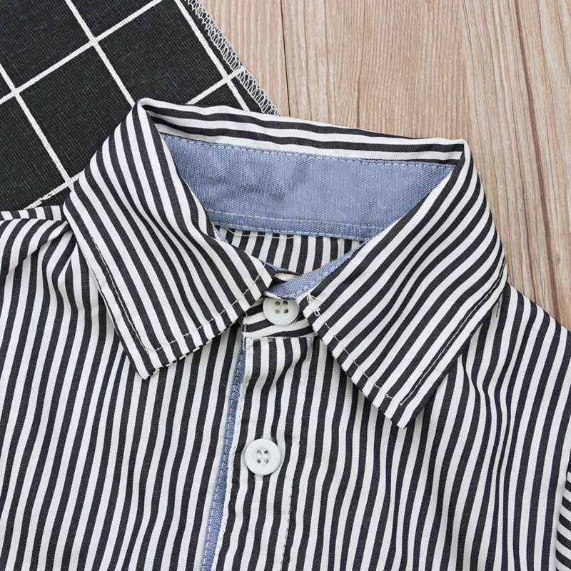 2018 New Formal Autumn Suit Sets Stripe Long Sleeve Blouse Camisa Jeans Full Pants Kids Clothes Children Clothing 3 Pcs Boys |