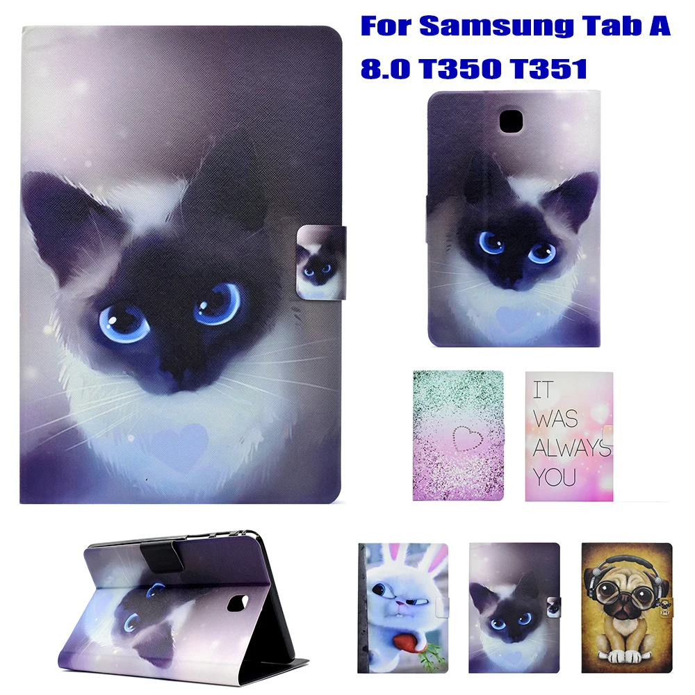Тонкий чехол подставка для планшета Samsung Galaxy Tab A 8 0 T350 T355 T351 с милым рисунком