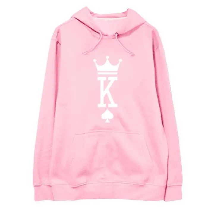 Новое поступление модные король королева Сердце печати пуловер свободные