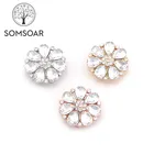 Somsoar ювелирные изделия 2,8 см роскошный хрустальный цветок большой размер Шармы скольжения подходят 10 мм сетчатый Браслет и кожаный браслет 10 шт.лот