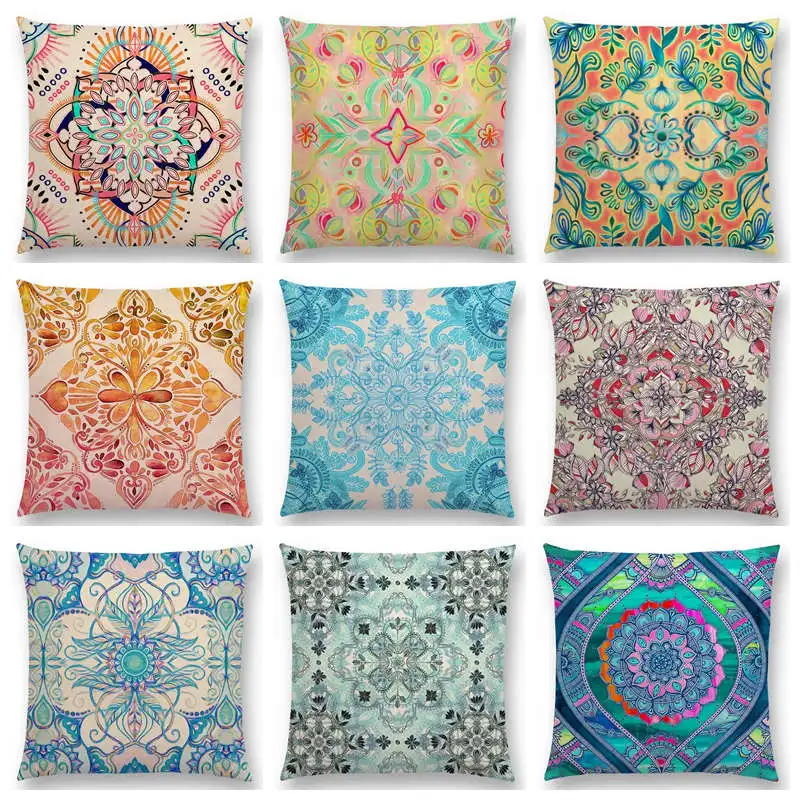 

Бохо Искусство Цветы великолепные цветочные бриллиантовые рисунки растительный Природный марокканский узор мандалы Ретро наволочка для п...