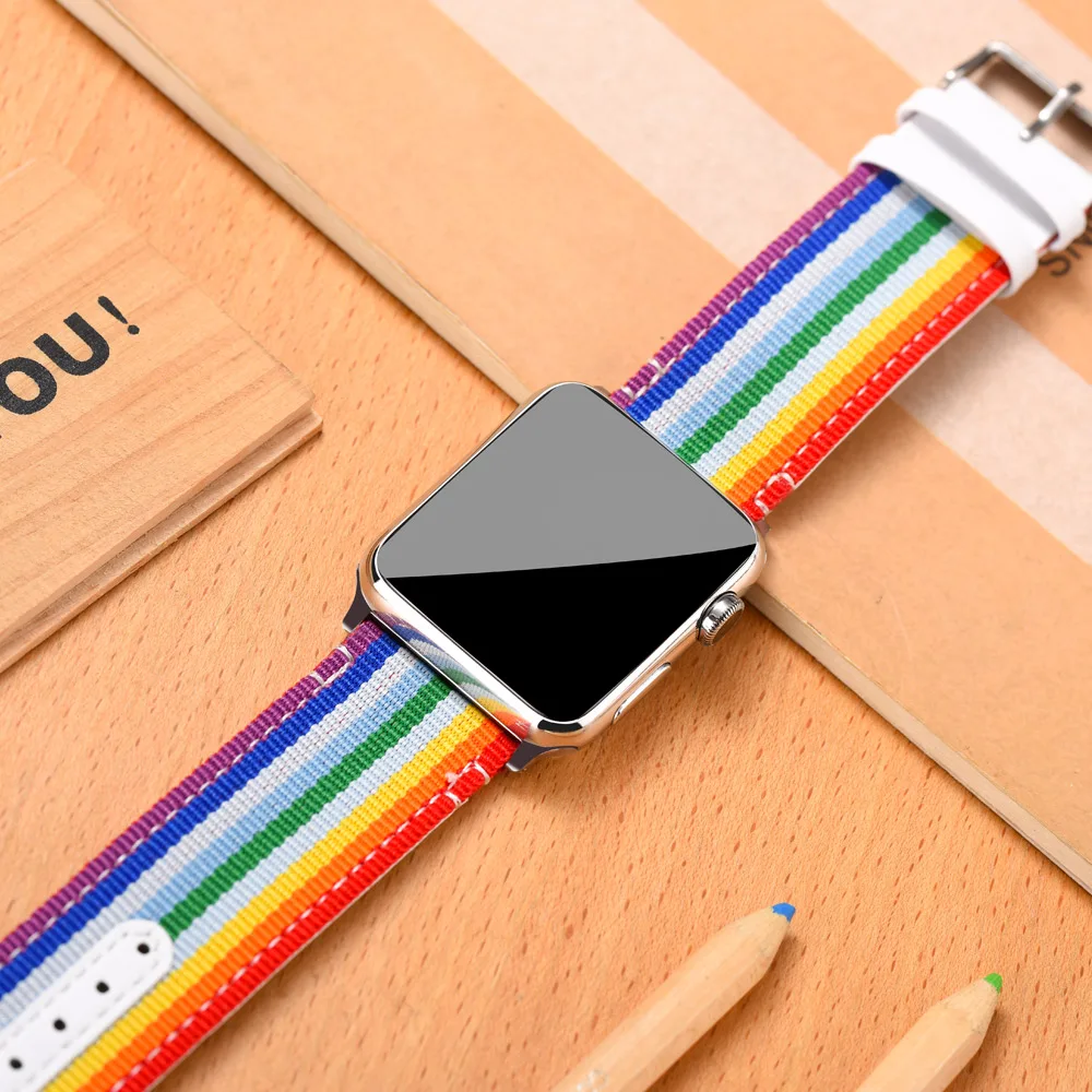 Ремешок нейлоновый Плетеный для apple watch 42 мм 38 кожаный спортивный браслет iWatch Series