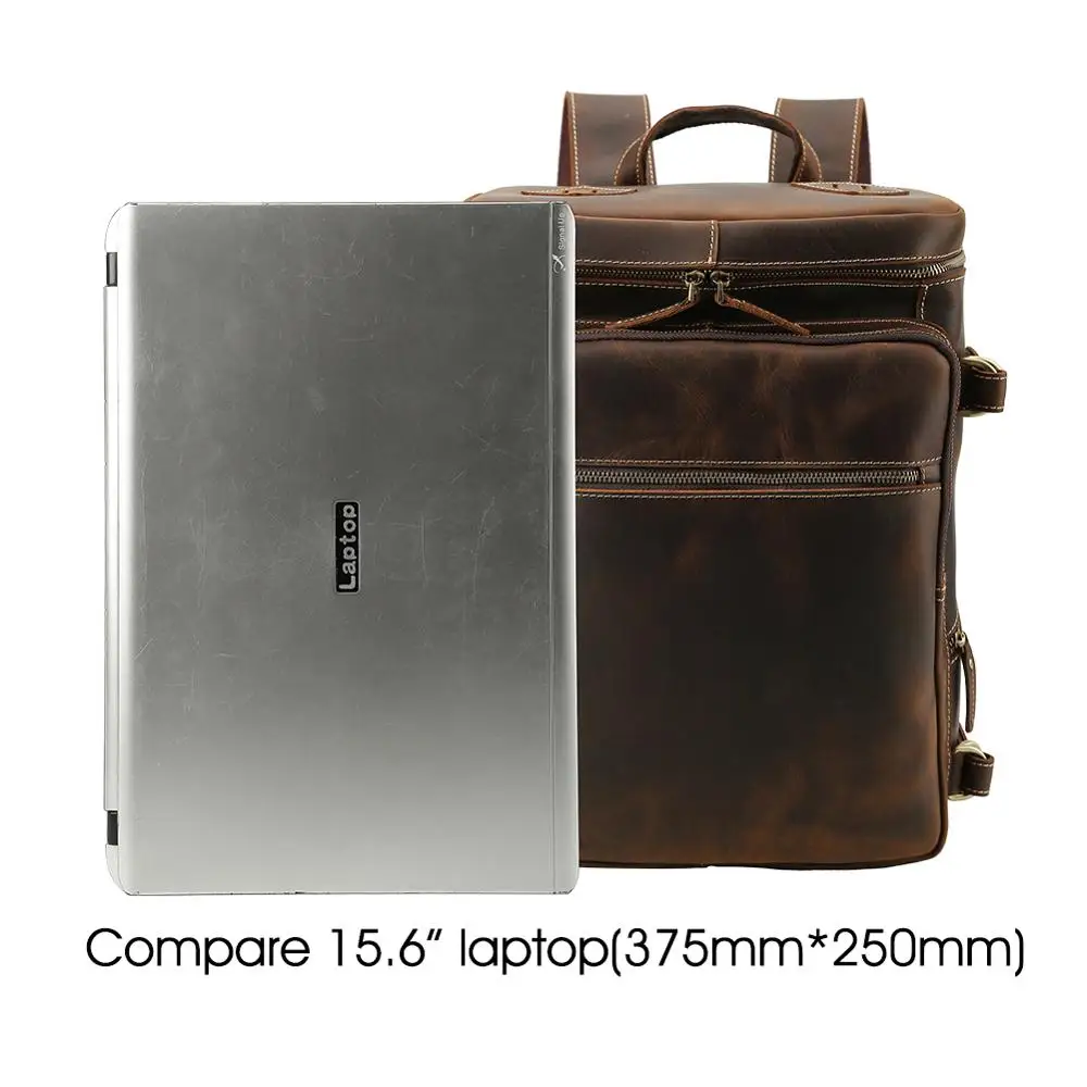 Рюкзак Tiding мужской из воловьей кожи вместительная сумка на плечо дорожный ранец