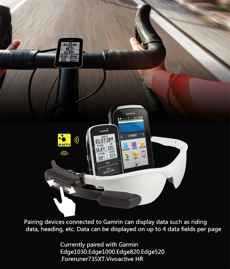 Garmin Varia Vision In-Sight Display Smart Cycling Wearable Glasses Bike Ride Heads Up Display Bicycle Sensor GPS