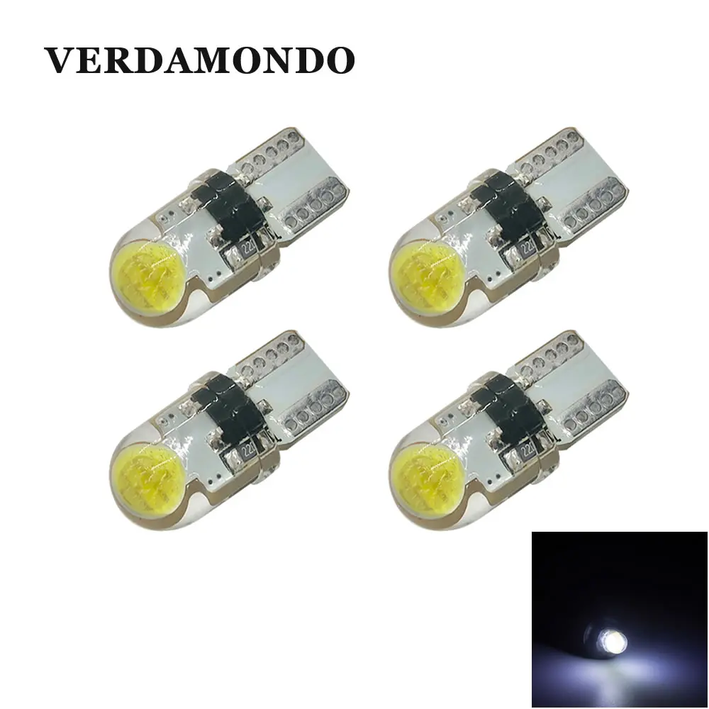4 шт. Авто T10 LED 194 W5W 168 COB Кремний Гель 108 501 Лампа номерного знака поворотные боковые огни Приборная панель DC 12V включена.