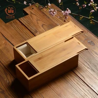 natural bamboo organizer craft jewelry case holder rectangular book roll box
