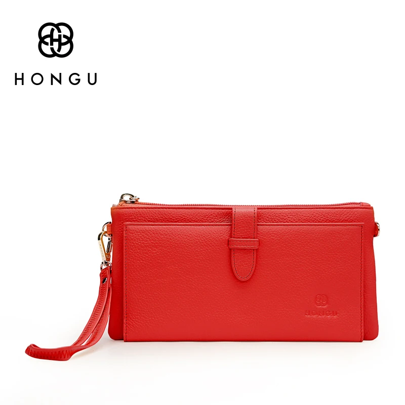 HONGU 100% натуральная коровья кожа сумки для женщин кошелек портмоне наплечный