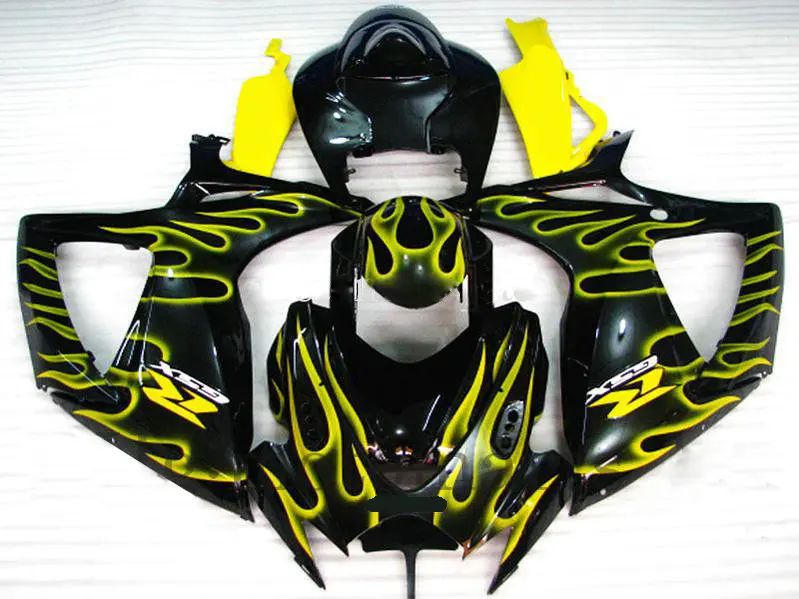 5 бесплатных Подарки ABS Инъекций Черный Желтый Пламя Обтекателя Fit GSXR600 GSX-R-600 750 K6 06