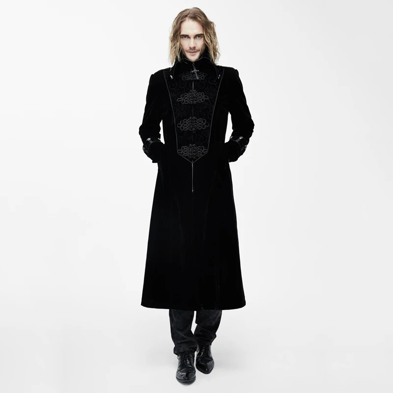 

2020 дьявол модные готические джентльменские Длинные куртки в стиле стимпанк черные красные осенне-зимние толстые пальто с высоким воротник...