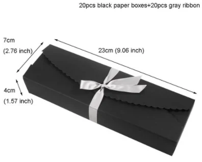 black 20 шт крафт-бумажная коробка конфет красные черные белые подарочные коробки DIY шоколадные упаковочные коробки для печенья сумка с лентой сувенир для свадебной вечеринки - Цвет: black