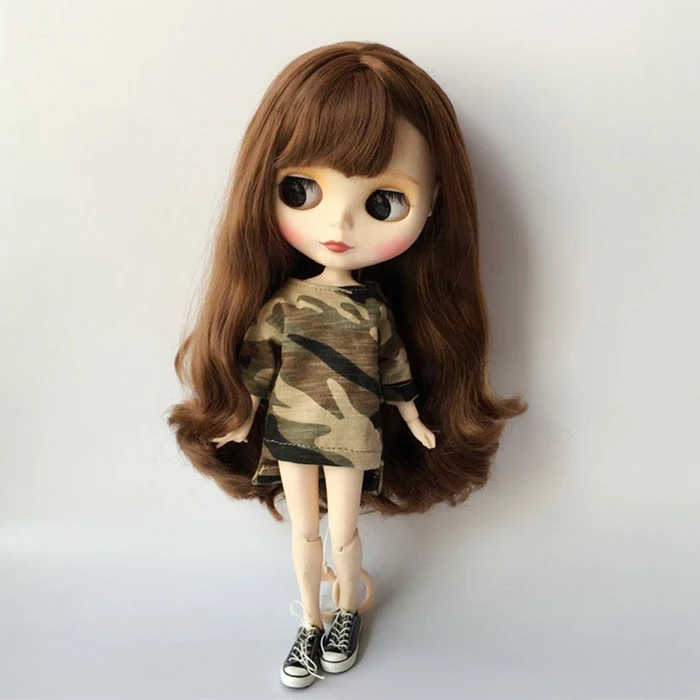 T02-X007 Blyth Doll clothes 1/6 dolls Accessories handmade long type Camouflage T shirt 1pcs | Игрушки и хобби