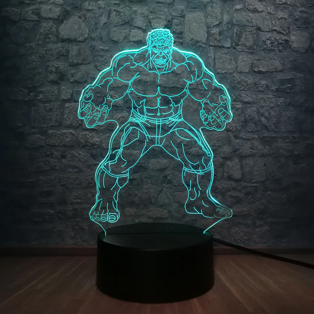 Фильм Marvel фигурка Халк Мститель Супер герой мстители 3D Ночник светильник RGB LED ing 7