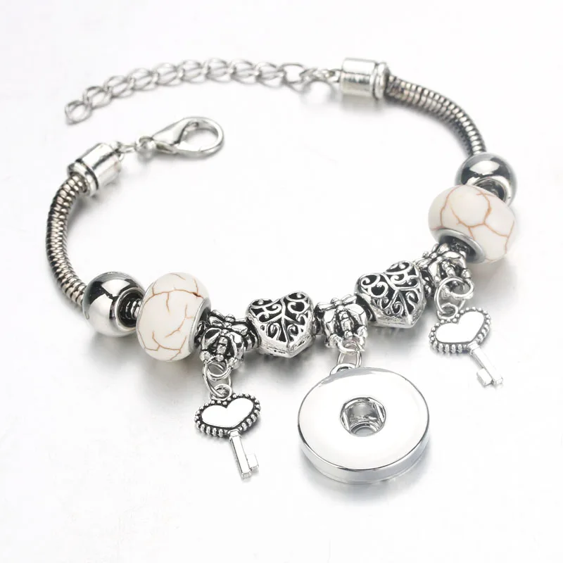 Wholesale Natural Stone Snap Jewelry Handmade Beaded Bracelet Fit 18mm Button Elastic Strand Beads 9924 | Украшения и аксессуары
