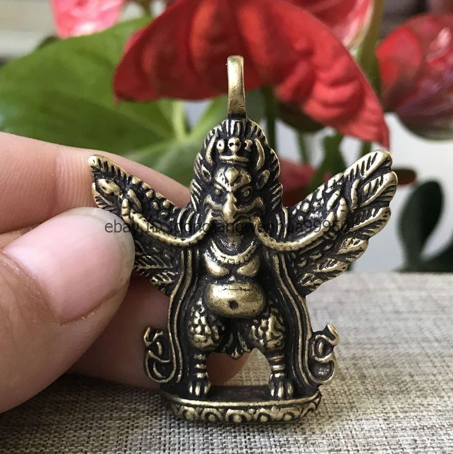 Китайский буддийский из бронзы латунь Garuda Dhwaja птица амулет Статуэтка