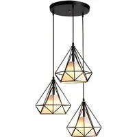 modern simple black diamond pendant lights for bedroom dining room home deco birdcage black iron cage hanging lighting fixture