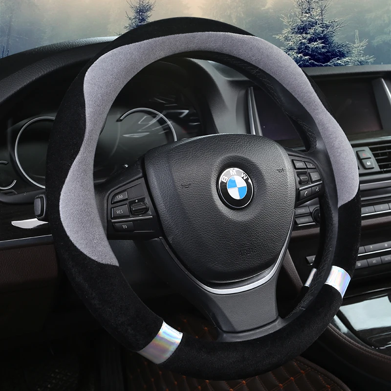 

Universal Carr plush Steering-Wheel Covers Anti-slip Skidproof Durable 37-38CM/15" Dynamic Fibre Handmade Steering Wheel Cover