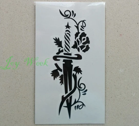 Водостойкая Временная тату наклейка сексуальные Цветочные лозы кинжал наклейки