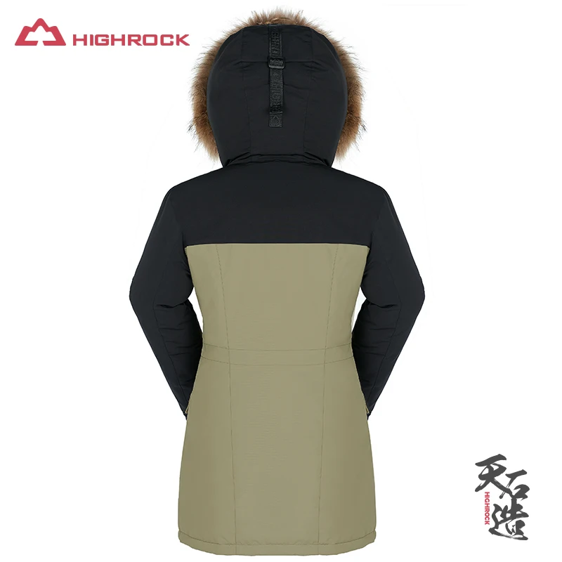 Зимняя куртка Highrock для улицы, Женское пальто, гусиный пуховик с меховым капюшоном, парка для женщин, ультралегкое пальто для кемпинга, пешего туризма