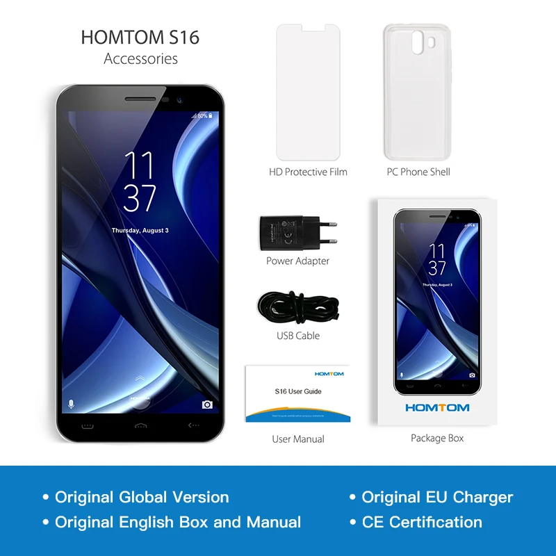 HOMTOM S16 Мобильный телефон с отпечатком пальца 5 дюймов 18:9 экран 2 Гб ОЗУ 16 ПЗУ 13 МП + 8