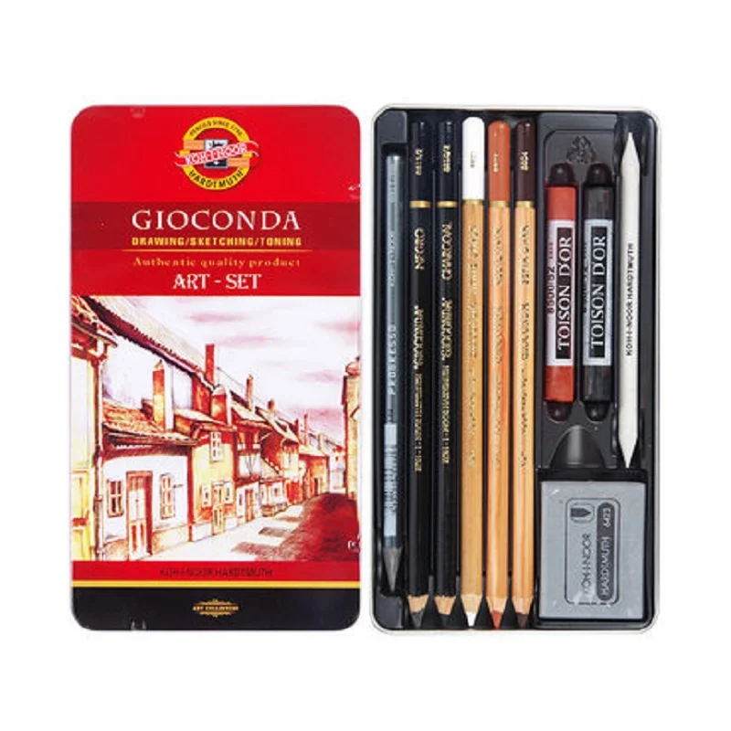 GIOCONDA drawing & sketching & toning art-set Sketch Master Art Set Master Powder Charcoal Sketch Pencil Set with Iron Box