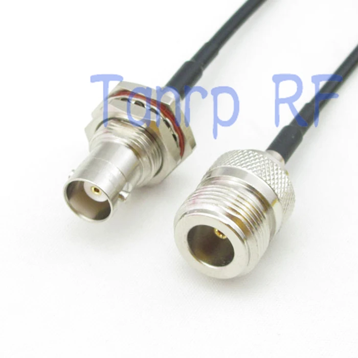 

10pc 8in BNC female with nut bulkhead to N female RF connector adapter 20CM Pigtail coaxial jumper cable RG174 extension cord