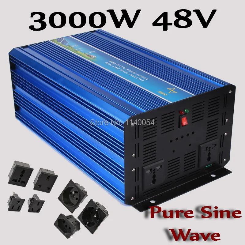 

3000W Solar Wind Power System Inverter 48V DC to AC 100-120V or 220-240V, Pure Sine Wave Output 3000W off grid Inverter 48V