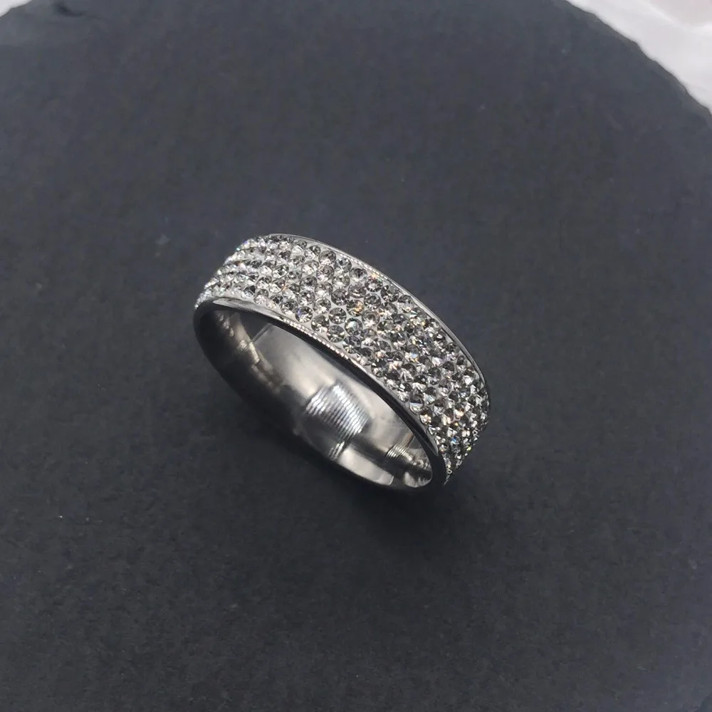 Никогда не упасть! Полный Кристалл женские серебряные кольца Цвет полированный