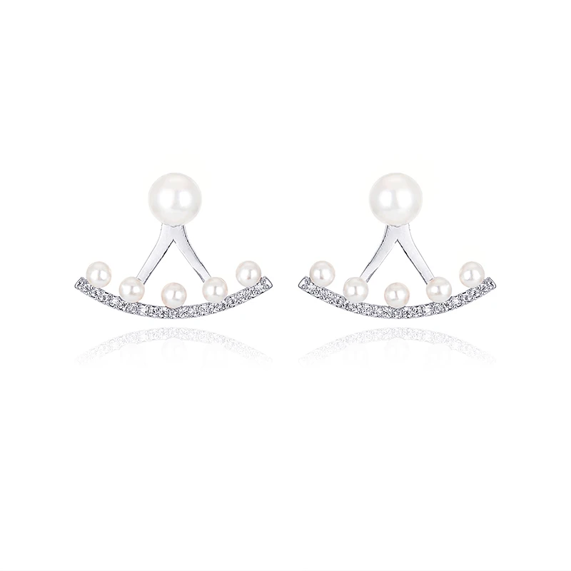 Silver Жемчужные серьги-Клипсы из бисера, модные ювелирные изделия из кубического циркония, серьги для ушей, Женские Ювелирные изделия в летнем стиле - Окраска металла: Silver