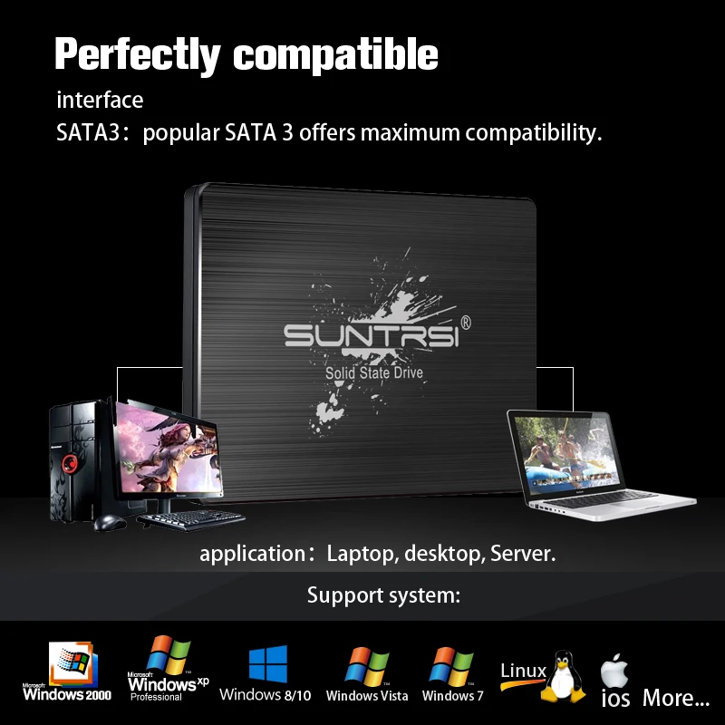 Suntrsi 2 5 дюймов SSD диск 480G 960G HDD жесткий для ноутбука Настольный 240 ГБ Внутренний