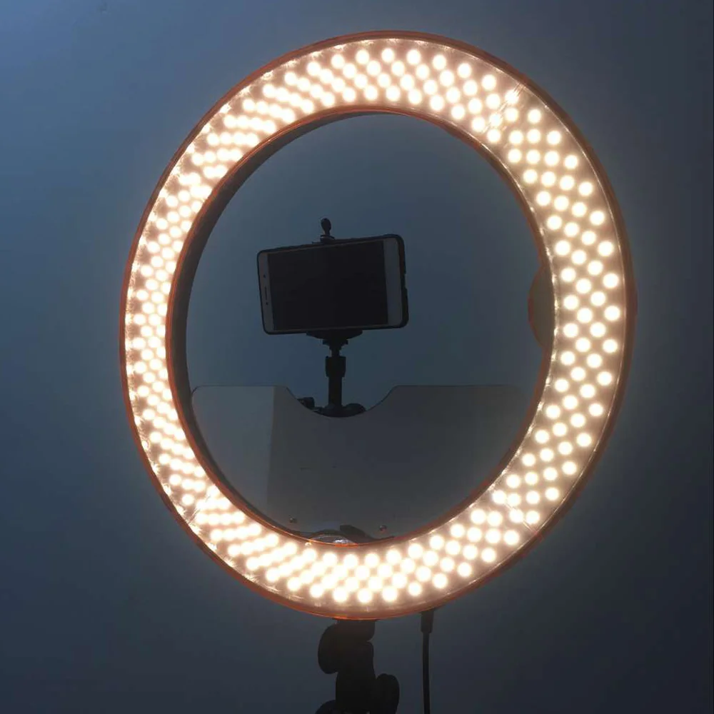 Cadiso Studio Dimmable 18&quot 55W 5500K LED Camera Mirror Video Ring Light Kit with 2M Stand Color Filer Carry Bag for Makeup Photo |