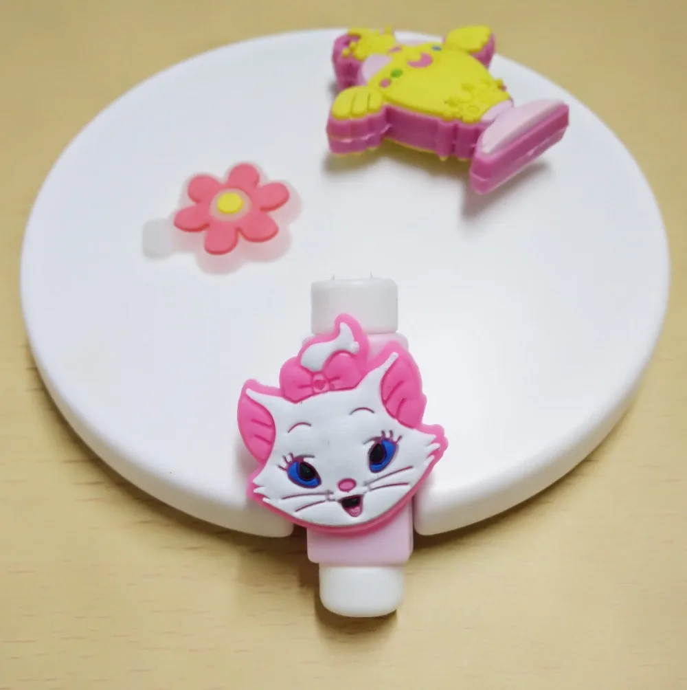 10 шт./лот, милые Мультяшные фигурки, USB кабель для передачи данных, защита от взлома, защитный рукав для зарядки, кабель для наушников