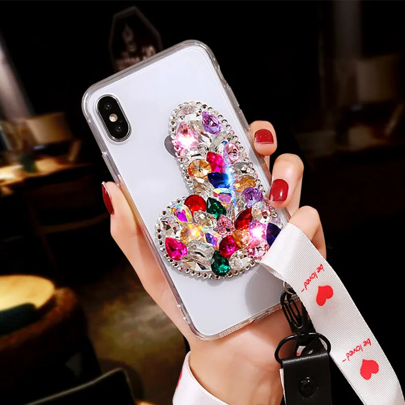 Rheinruby Блестящий Алмазный Стразы любящее сердце чехол для iPhone X XS XR Max 6 6S 7 8 плюс