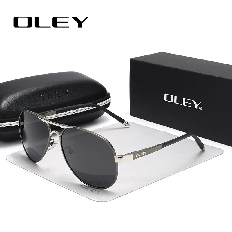 Y7492 C3 BOX OLEY, фирменный дизайн, мужские солнцезащитные очки, пилот, поляризационные очки для мужчин/женщин, UV400, зеркальные, мужские, Oculos de sol, настраиваемый логотип - Цвет линз: Y7492 C3 BOX