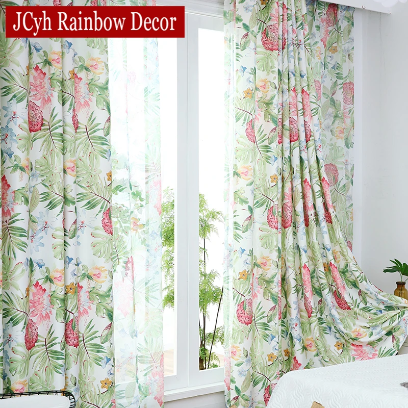 Светонепроницаемые шторы с зелеными листьями для гостиной спальни оконные