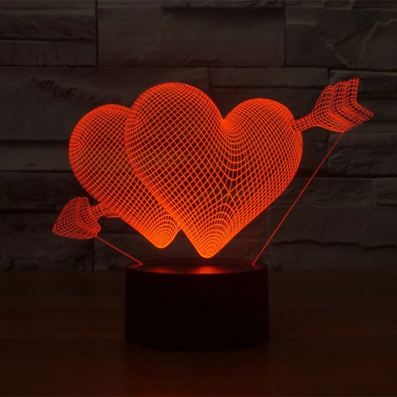 Прикосновение Любви 3D Красочные лампы USB экономии энергии градиент настольная