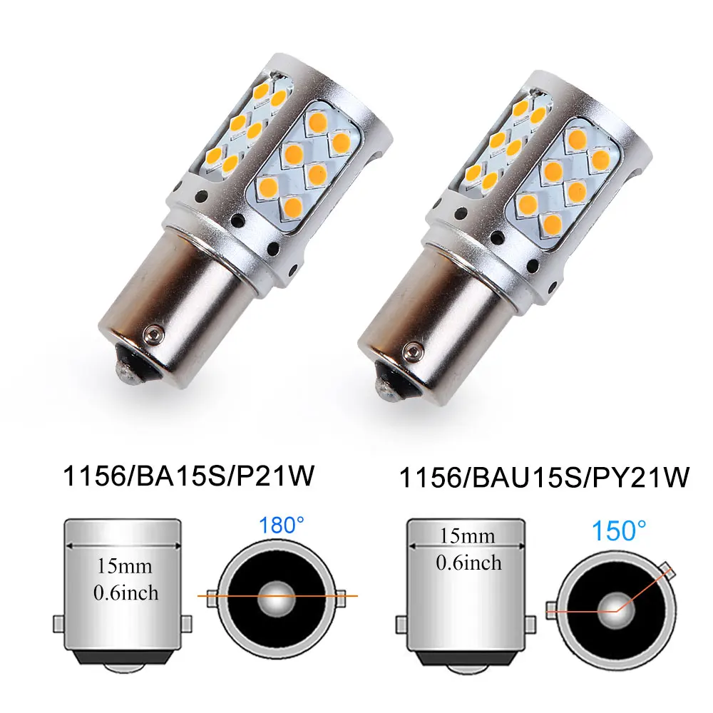2x BOSMAA LED CanBus No Error 1156 BA15S P21W BAU15S PY21W 36-SMD For Car Turn Signal Light BACK Flash Yellow White | Автомобили и
