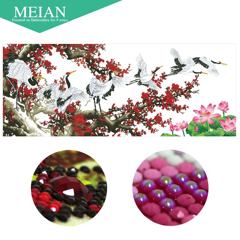 Meian, специальная форма, алмазная вышивка, журавль, весна, 5D, алмазная живопись, вышивка крестом, 3D, Алмазная мозаика, украшение, Рождество