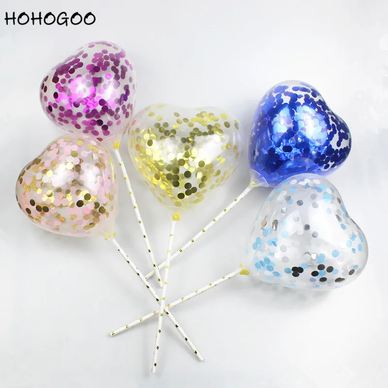 HOHOGOO 1 шт. 5 дюймов Любовь Красочные мятая блестки воздушный шар торт прозрачный