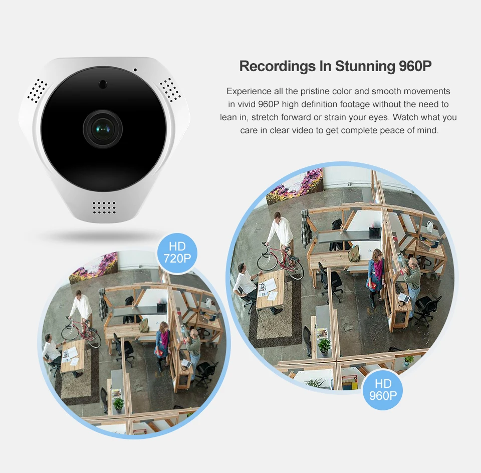 SANNCE 360 градусов Беспроводная панорамная камера мини 960P сеть Wi-Fi рыбий глаз безопасности ip-камера wifi 1.3MP видео Встроенный микрофон