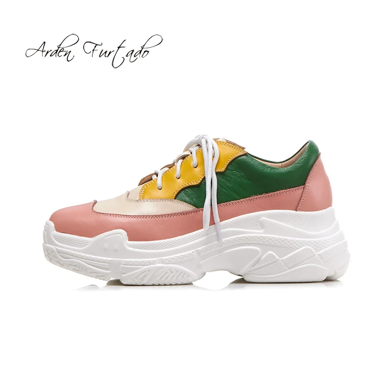 Женская спортивная обувь на танкетке из натуральной кожи|Женские туфли| |