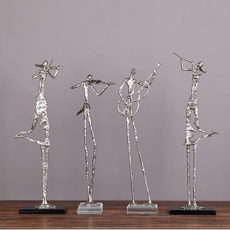 

Retro Musician Figurines Drum Fiddler Singer Art Sculpture Alloy Art&Craft Living Room Decorations R1367