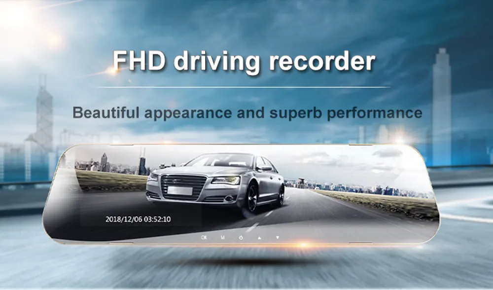 Full HD 1080P Автомобильный видеорегистратор Камера авто 4,3 дюймов зеркало заднего вида цифровой видеорегистратор двойной объектив видеорегистратор регистратор видеокамера