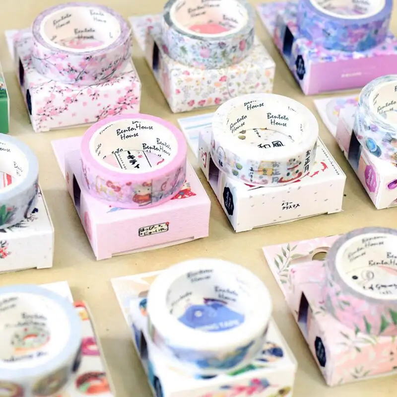 25 стилей Японский милый цветок клейкая васи лента Kawaii DIY декоративная